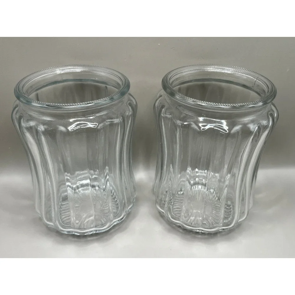 Ribbed Clear Glass Jelly Jar Shade Light Cover Starburst 5